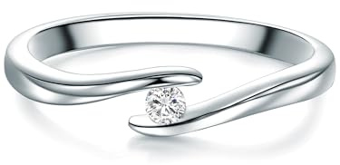 Trilani Plata de ley 925 Circonita Solitario