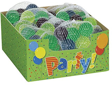 Unique Party Supplies 74058 Partygeschenke - Glitzer-Hüpfbälle - 6er-Tüte, Sortiert