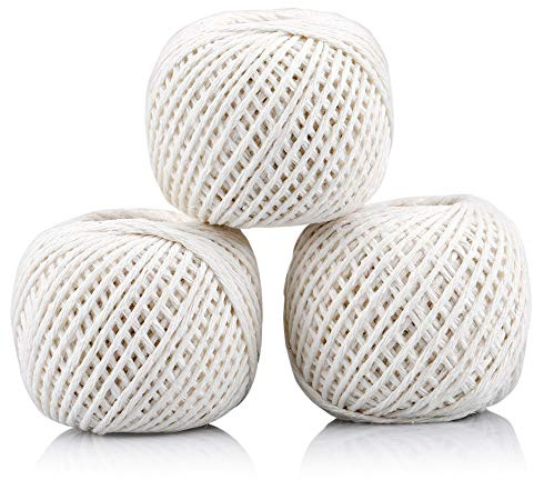 Natural White Cotton Cooking Twine 984 Feet - Food Safe Kitchen String for Trussing and Tying Poultry, Meat, Sausage Making - Butchers Twine for Crafts