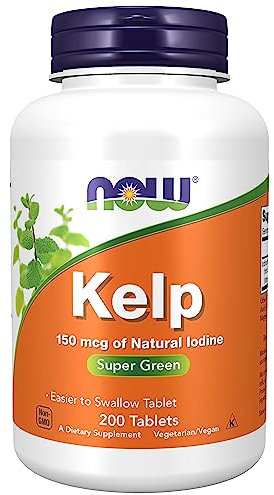 Now Foods, Kelp (Seetang), 150mcg, 200 Tabletten, Laborgeprüft, Natürliches Jod, Sojafrei, Glutenfrei, Vegetarisch