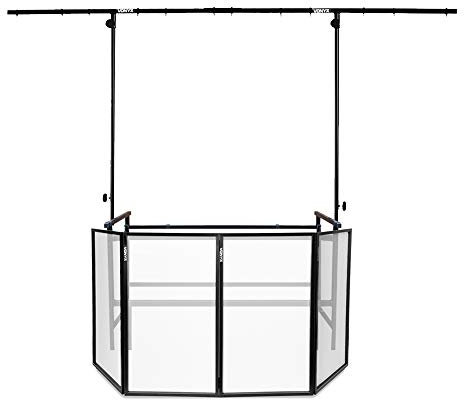 Vonyx DB5 Foldable DJ Booth with 4ft Deck Stand Lighting Rig & T-Bar – Portable DJ Facade Screen, Adjustable Lighting Stand for Mobile Disco, Stage Setup, Events, Steel Frame & Scrim Panels