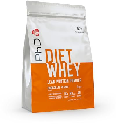 PhD Nutrition Diet Whey Protein Pulver 1kg Schokolade Erdnuss, Kalorienarmes High Protein Eiweißpulver zur Diät Unterstützung mit 16g Eiweiß pro Portion