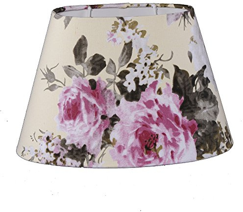 Lampenschirm für Tischleuchte in Oval Creme Rosen Blumen TL 25-15-16