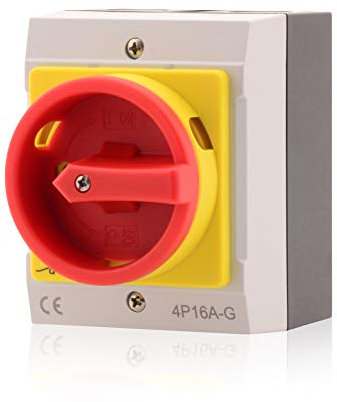 Intratec Hauptschalter 16A, 4-polig – IP65 Lasttrennschalter mit Kunststoffgehäuse – Aufputz-Schalter ideal für Industrie – Drehschalter für sichere Abschaltung – Robuster Maschinenschalter 230V 400V