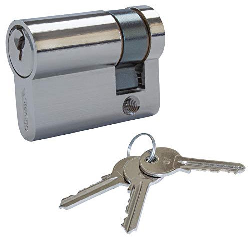 30/10mm (40mm) Nickel Euro Single Cylinder Lock Barrel with 3 Keys for UPVC and Patio Doors