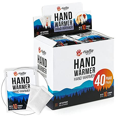 HELLO HEAT Handwärmer, 40 Paar Wärmepads für 10 Stunden Wärme I Sofort aktivierbare Taschenwärmer I Zuverlässiges Heatpad – für Jackentasche, Hosentasche & als Handschuhwärmer