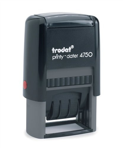 Trodat EcoPrinty 4750 Stamp Self-Inking Word & Date Stamp PAID BY BACS ON 40x24mm Red and Blue Ref 54294