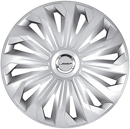 MICHELIN Radkappen MX-MS 16 Zoll Universal Radzierblenden Monique 4er Set Fürs Auto ABS Kunststoff | Silber mit Chromring