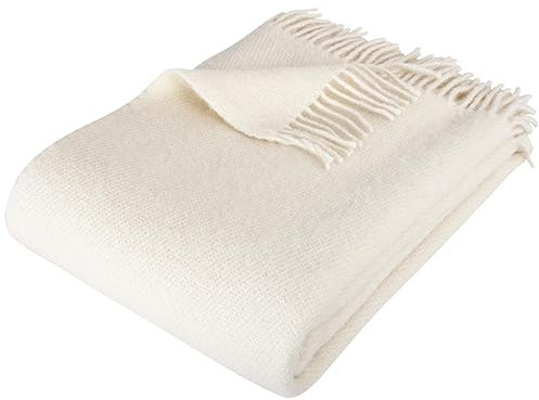 Arctic Kuscheldecke aus 100% Schurwolle, 130x200 I Wolldecke mit Langen Fransen im Scandi Design I Flauschige Decke mit Woolmark-Siegel I als Tagesdecke, Sofadecke & Couch Überwurf - Solid