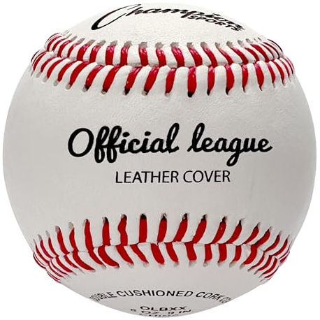 Champion Sports Leather Baseball Set: Dozen Indoor / Outdoor Genuine Leather Official League Baseballs for Practice Training or Real Game - OLBXX Pack of 12