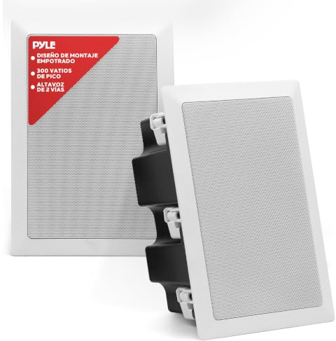 Pyle Altavoces Empotrables, 2 Unidades, Blanco Diseño Enrasado, Sistema Estéreo para Techo o Pared, Audio Cine en Casa, 300 W, 13 cm