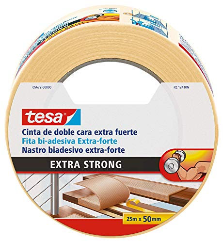Cinta de doble cara extra fuerte (25 m x 50 mm) color beige