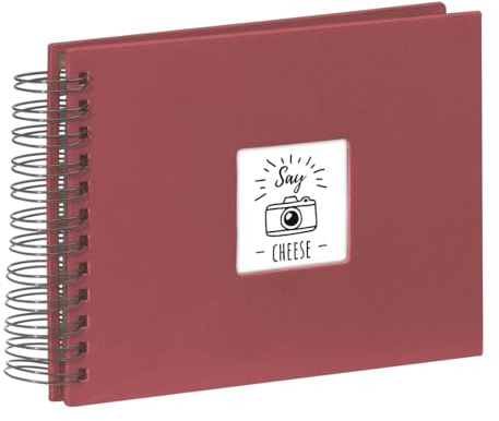 Hama Fine Art - Álbum de fotos, 50 páginas negras (25 hojas), álbum con espiral, 24 x 17 cm, con compartimento para insertar foto, Regalo de San Valentin borgoña