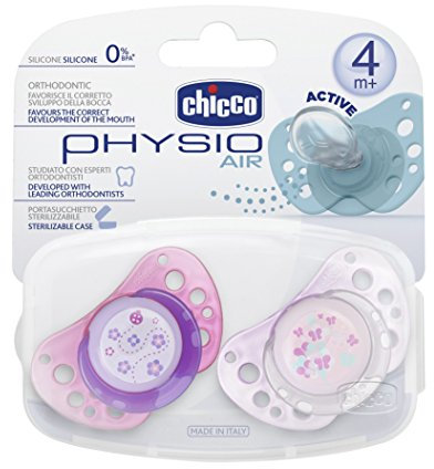 Chicco Sauger Physio Air 4m+ 2 Stück Silikon, pink
