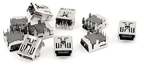 sourcing map 10PCS 5-Pin Type B SMT Surface Mounted Devices Mini USB Female Socket Jack Connector