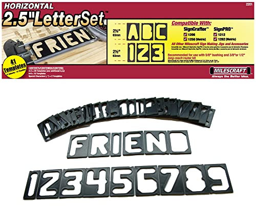 Milescraft 2201 Horizontal Character Template Set 2.5in (41 piece) Router Template set for Sign Making Black