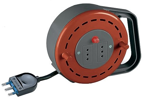 Poly Pool PP0689 Avvolgicavo 5 m Con Spina e 2 Prese Piccole 10 A Sezione Cavo 3x1 mm²