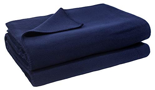 Zoeppritz Soft-Fleece-Decke Polarfleece-Decke mit Häkelstich, flauschige Kuscheldecke, Farbe: 595 dark marina, Maße: 160x200 cm, 103291-595-160x200