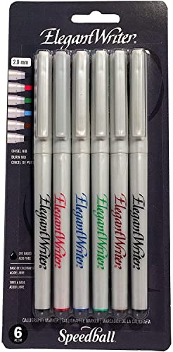 Speedball 2881 Elegant Writer 6 Fine Calligraphy Markers Set, Assorted Colors