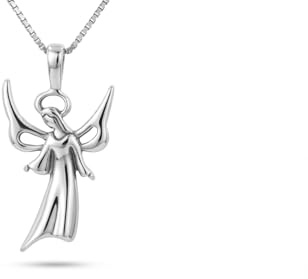 Jewelry Trends Winged Angel Genuine 925 Sterling Silver Pendant Necklace 18 Religious Gift
