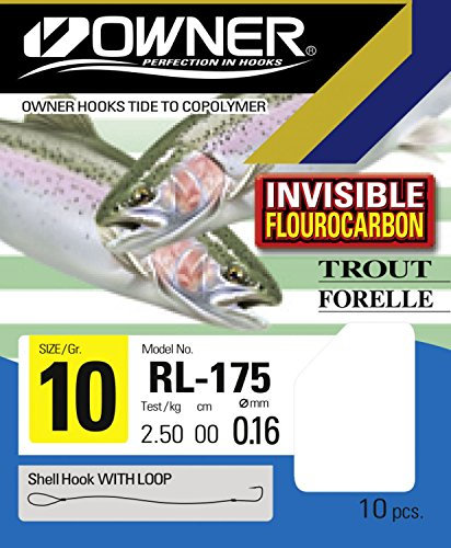 Owner Forellen Haken Fluorocarbon 150cm blau - 6 Forellenhaken, Gr./Durchmesser/Tragkraft:Gr. 10/4.7kg /0.22mm