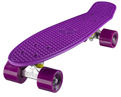 Ridge 22 tum mini cruiser board retro skateboard, komplett, i lila, helt designad och tillverkad i EU