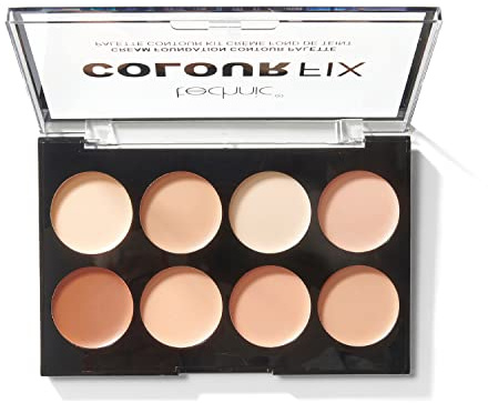Technic Colour Fix Cream Foundation Contour Makeup Palette - 8 Highly Pigmented, Creamy Shades To Conceal, Contour, Shape & Define Your Features. The Matte Fomulation Blends Well with Colour Options for All Skin Tones For Long Lasting Professional Coverage. Suitable For Beginners. 8 x 3.5g
