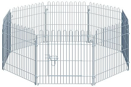 PawHut Freilaufgehege Welpenauslauf Welpenzaun Laufstall Welpengitter für Tiere 8-teilig B63 x H60 cm