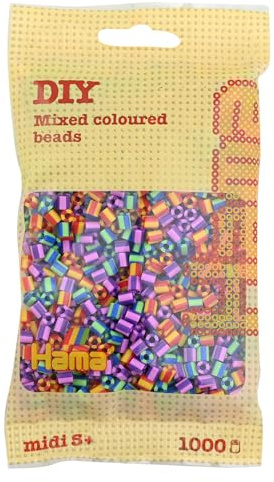 Hama 10.207-92 1,000 Beads in Bag Striped Mix 92, Multicolour