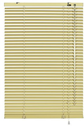 GARDINIA Alu-Jalousie, Sichtschutz, Lichtschutz, Blendschutz, Wand- und Deckenmontage, Aluminium-Jalousie, Beige, 60 x 175 cm (BxH)