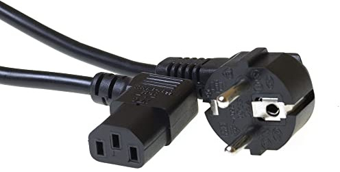 ACT Cable de alimentación IEC 2m, Cable C13, Cable de alimentación PC, CEE 7/7 a C13 3 Pines - Contacto de Puesta a Tierra - AK5018 Negro