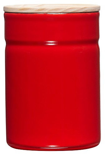 Riess, 2172-213, Boîte à provisions avec couvercle en frêne, diamètre 8 cm, hauteur 12 cm, contenu 525 ml, FRESH TOMATO, KITCHEN-MANAGEMENT, Truehomeware, émail
