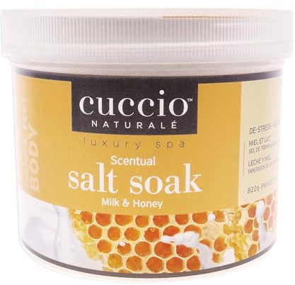 Cuccio Naturale Scentual Salt Soak - Invigorating Salts With An Irresistible Scent - Rejuvenate And Soothe Tired Feet - Softens And Leaves The Skin Fresh And Clean - Milk And Honey - 29 Oz