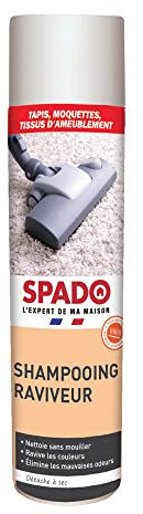 SPADO - Shampoing raviveur - Nettoie sans mouiller - Ravive les couleurs - Elimine les mauvaises odeurs - Tapis, moquettes et tissus d'ameublement - 600 ML - Fabriqué en France