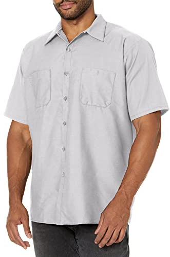 Red Kap Camisa de Trabajo Industrial de Manga Corta Delantal Abotonado de utilidades de Trabajo Hombre (Pack de 1)