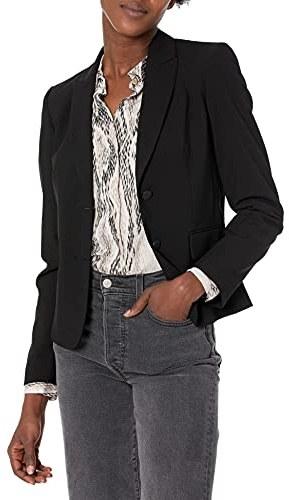 Calvin Klein Women's Two Button Lux Blazer, Black, 8