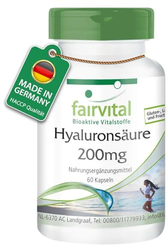Fairvital | Hyaluronsäure Kapseln 200mg - 60 Kapseln - HOCHDOSIERT - VEGAN