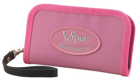 Casemaster Deluxe Nylon Dartkoffer für Steel- und Soft-Dartpfeile, hält 6 Dartpfeile und verfügt über 8 Taschen für Zubehör wie Flights, Schäfte und Spitzen, Rosa