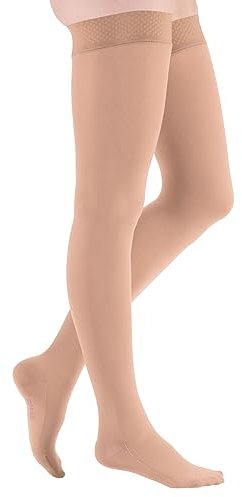 Kompressionsstrümpfe mediven comfort - AG Schenkelstrümpfe / KKL2 / IV / caramel / geschl. Spitze / normal / Multifunktionshaftband
