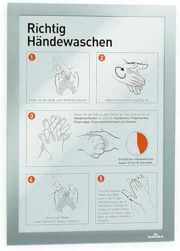 Durable Info-Rahmen Duraframe (A4, selbstklebend mit Magnetverschluss) 1 Stück, silber, 489923