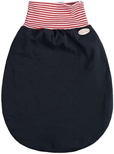 Annsfashion Gefütterter Schlafsack Strampelsack Pucksack LILAKIND hochwertige Handarbeit Herbst/Winter Fleece Marine Rot Weiß Streifen 0-3 M