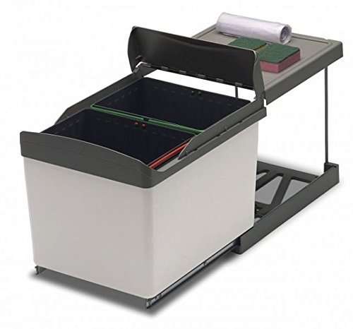 Pattumiera estraibile per sottolavello cucina 2 secchi da 16L raccolta differenziata - Automatica, scorrevole 516