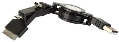 Waytex USB-Ladeadapter für iPad/iPod + Mini USB + Micro USB - Aufrollbar