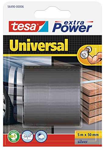 Tesa Extra Power Universale - Nastro Telato per Riparazioni, Fissaggio, Imballaggio, Marcatura e Sigillatura - Grigio - 5 m x 50 mm