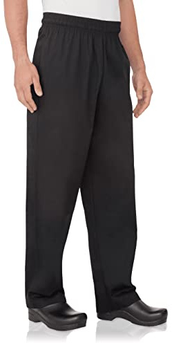 Chef Works Men's Essential Baggy Chef Pants, Black, X-Small