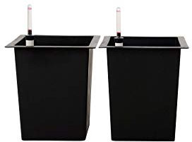 VIVANNO Bac à Fleurs en Plastique avec kit d'arrosage - 29x29x32 cm - Noir - 2 pièces