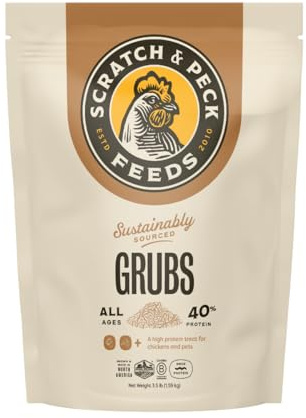 Scratch and Peck Grubs for Chickens and Ducks - 3.5 lbs Bag - Sustainably Sourced - Naturally High Protein, Calcium Dense - Dried Black Soldier Fly Larvae Bird Treats