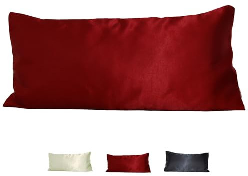 beties Glanz Satin Kissenbezug ca. 40x80 cm edel, fein fließend aus deutschem Unternehmen für Haare und Haut Seiden-Optik (Karmin-rot)