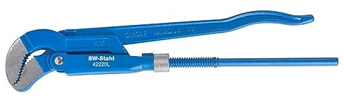 SW-Stahl 42220L Rohrzange 1,5 Zoll 420 mm I Rohrzange S Maul I Abrutschschutz Klempner Zange geschmiedet und lackiert I Rohrinstallation I blaue Rohrzange groß I Rohrzange für Armaturen