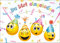 Edition Colibri 10 Smiley-Einladungen: Geburtstagseinladungen Kinder mit Emoticon mit Partyhut, lustige Einladungskarten Smiley-/Emoji zum Geburtstag, Mädchen/Jungen, 10-er Set, (10719DE)